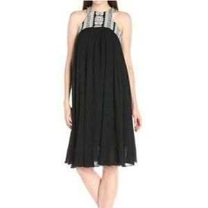 Plenty by Tracy Reese Black Flyaway Halter Dress Small